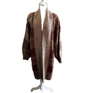 Vintage Samantha Starr Red and Beige Color Block Midi Duster Cardigan Size  3X